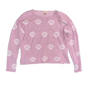 Philosophy Sea Shell Print Jacquard Sweater Pink Blush Women’s Size Medium Boho
